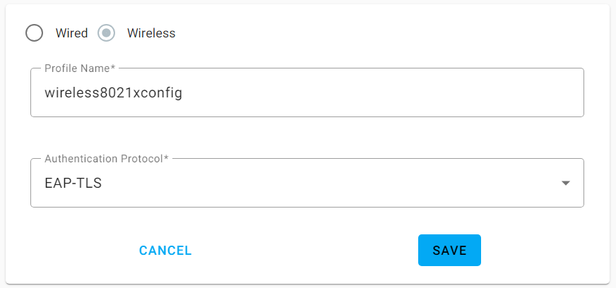 Figure 2: Example Wireless IEEE802.1x Config